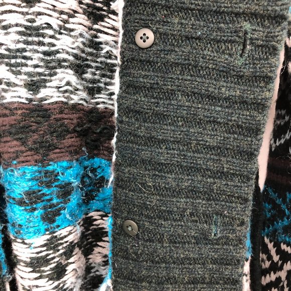 Peak Performance Blue Grey Multicolor Argyle Sweater Cardigan waist tie size M - Picture 8 of 16